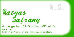 matyas safrany business card